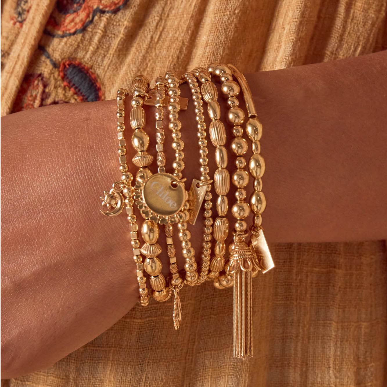 Mini Cube Dainty Moon & Sun Bracelet - Image 2