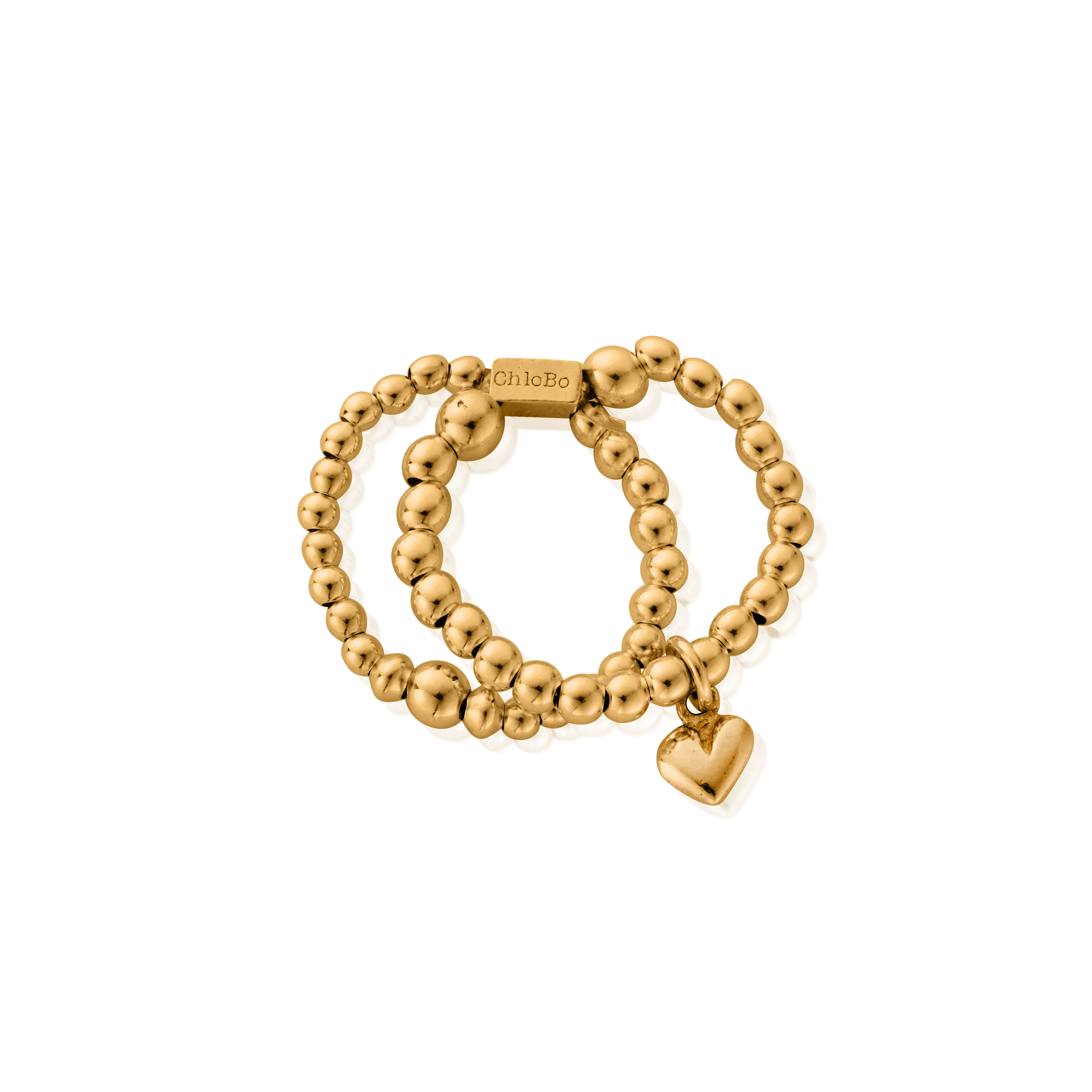 Mini Puffed Heart Double Ring - Image 3