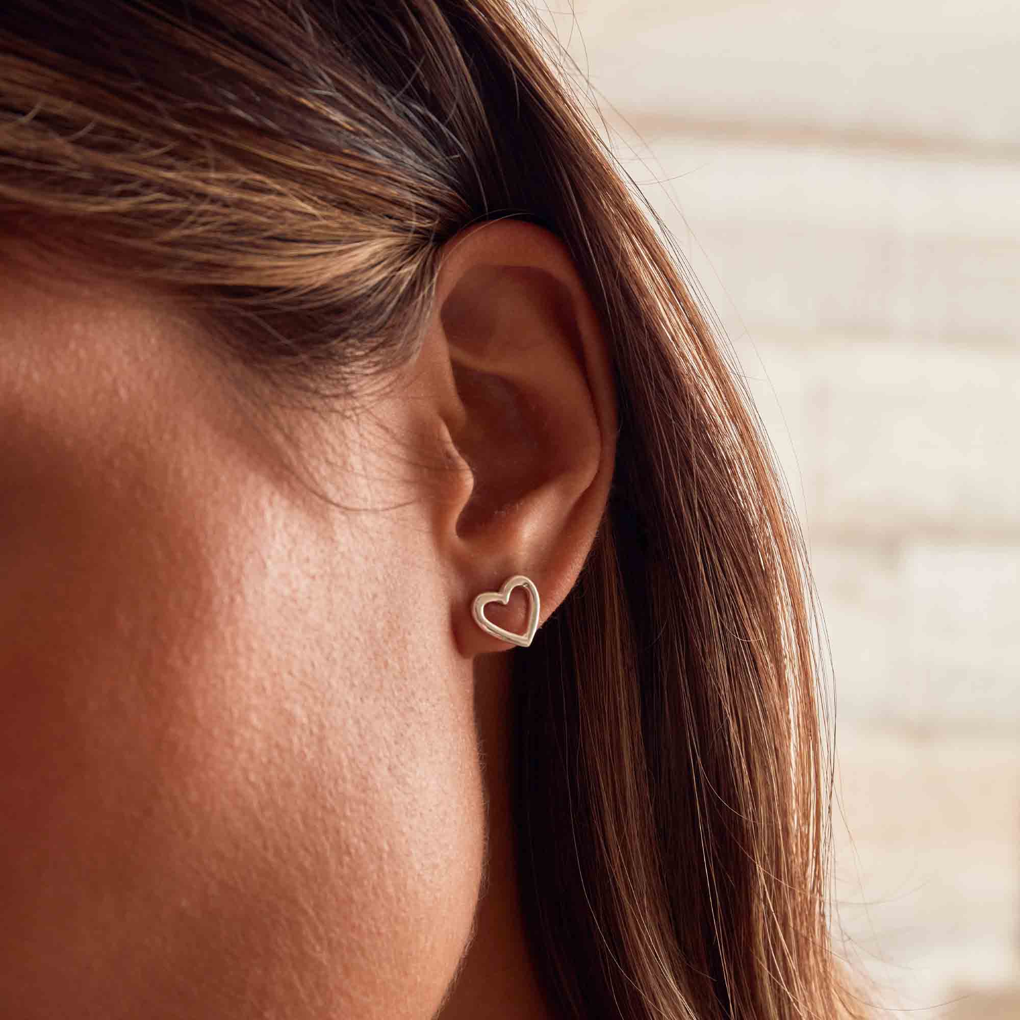 Open Heart Stud Earrings - Image 2
