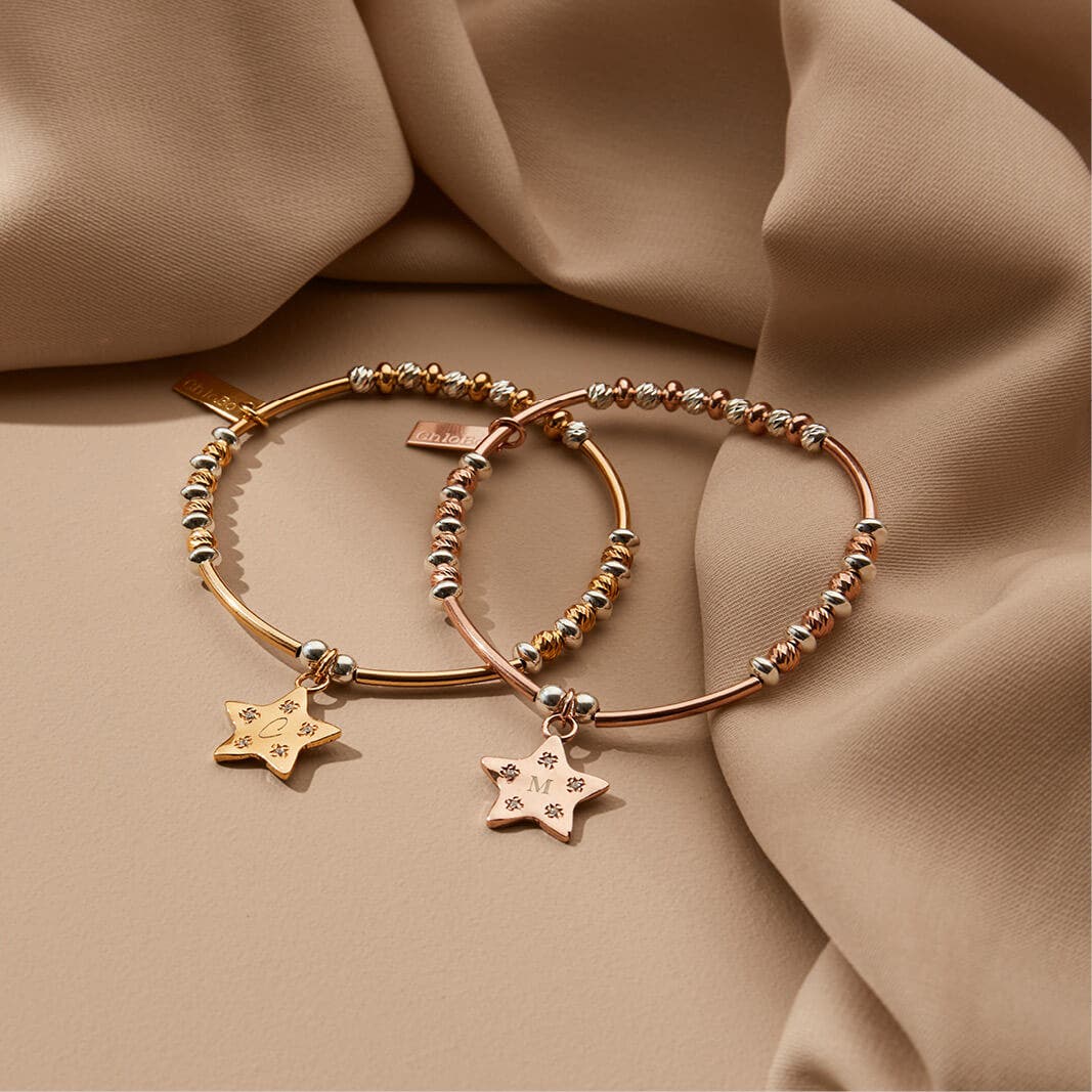 Mixed Metal Personalised Sparkle Star Bracelet - Image 2
