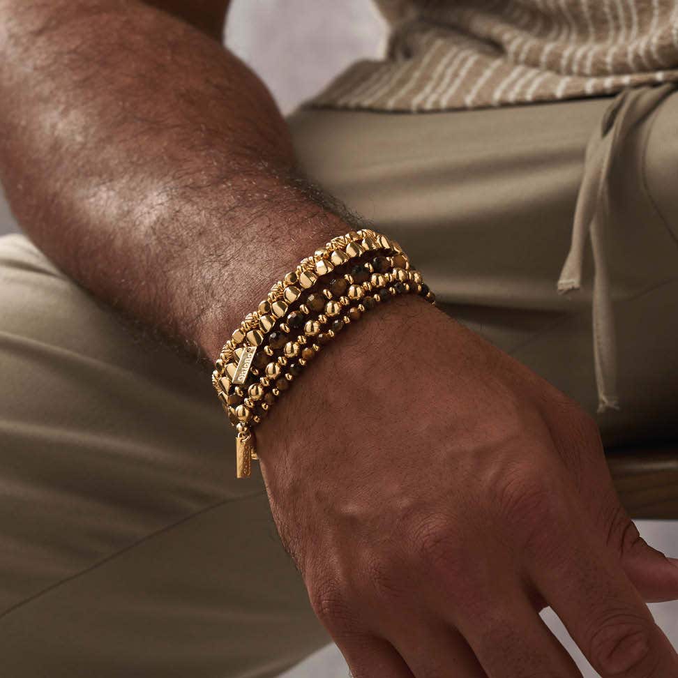 Men's Gold Tiger's Eye Mini Disc Bracelet - Image 4